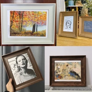 🪵 (7 สี) กรอบรูปลายไม้ กรอบพลาสติก วินเทจ ขอบหนา ตั้งโต๊ะ ใส่ภาพ โปสการ์ด