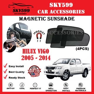 ม่านบังแดดแม่เหล็ก สําหรับ Toyota Hilux Vigo 2004-2014 [4 ชิ้น]