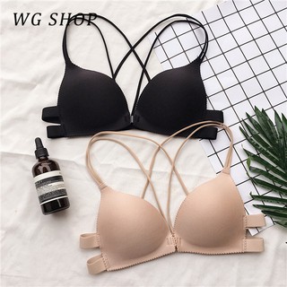 Wg SHOP พร้อมส่ง บราไร้รอยต่อ ไร้รอยต่อ เซ็กซี่ ไขว้หลัง ไร้รอยต่อ หัวเข็มขัดด้านหน้า ขนาดเล็ก หน้าอกรวบรวม บราผู้หญิง ไร้สาย S