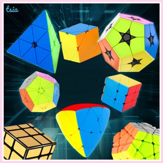 Rx YJ Moyu Meilong Magic Cube Stickerless Pyramid Skew Megaminx SQ1 ลูกบาศก์ความเร็วเรียบ ของเล่นเพื่อการศึกษา