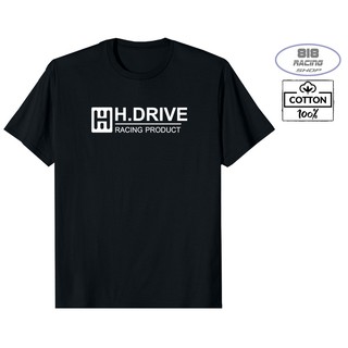 เสื้อยืดคอกลมเสื้อยืด RACING เสื้อซิ่ง [COTTON 100%] [H.DRIVE]S-4XL