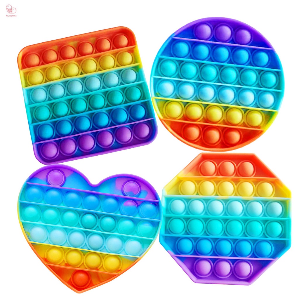 เรนโบว์ป๊อปมัน<48h delivery>New Rainbow Pop It Round Fidget Kids Toy Push Bubble Stress Relief ของเล่นบีบ ของเล่นคลายครียด