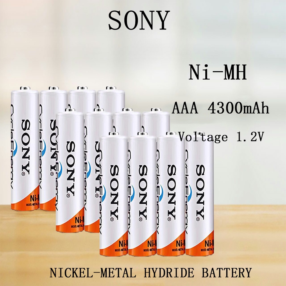 พร้อมส่ง Sony ถ่านชาร์จ AAA 4300 mAh NIMH Rechargeable Battery 12 ก้อน