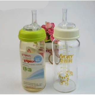 👶🏼พร้อมส่ง⭐️หลอดหัดดูด คอกว้างคอแคบ 💥ซื้อครบ 3 ชิ้น ฟรีแปรงล้างหลอด💥อะไหล่ขวดนม