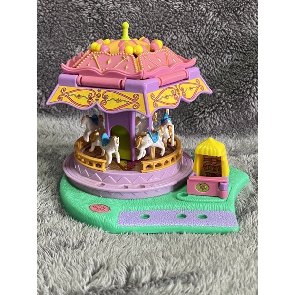 สภาพ 99% polly pocket ม้าหมุน บ้านตุ๊กตา 1996 Polly Pocket Spin Pretty Carousel Playset Fun Fair Blu