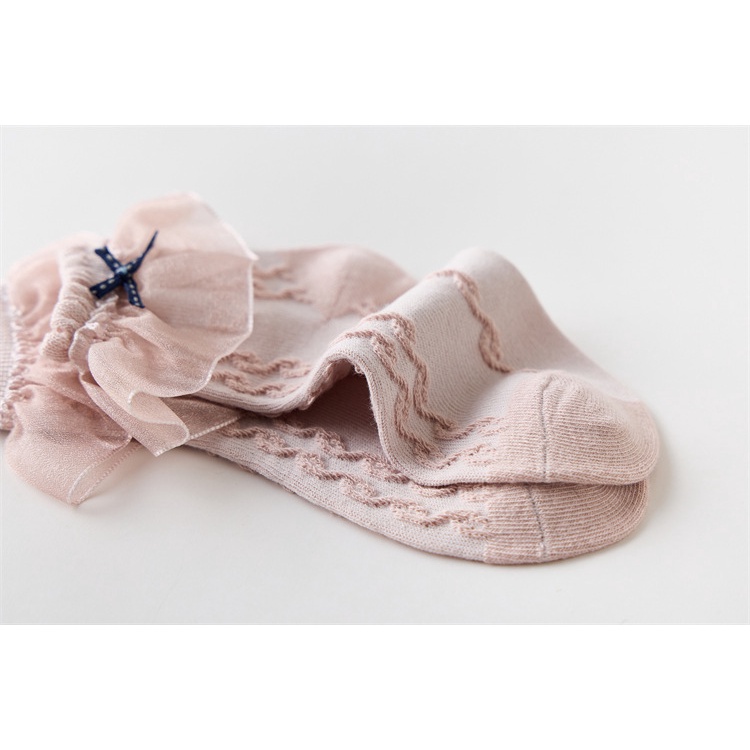 ถุงเท้า ผ้าฝ้าย ระบายอากาศ ประดับโบว์ พิมพ์ลายลูกไม้ สไตล์เจ้าหญิง เหมาะกับฤดูใบไม้ร่วง และฤดูร้อน สําหรับเด็กผู้หญิง - รูปที่ 6