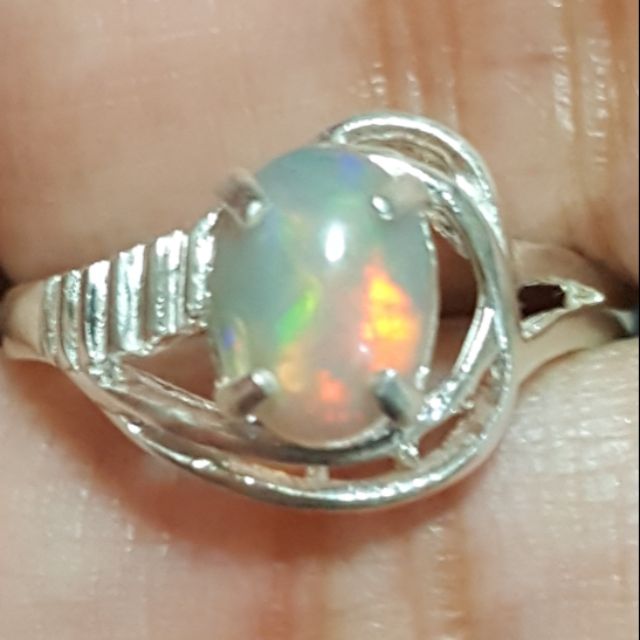 แหวนโอปอลแท้ เรือนเงินแท้925 (Natural Unheated Opal Ring)