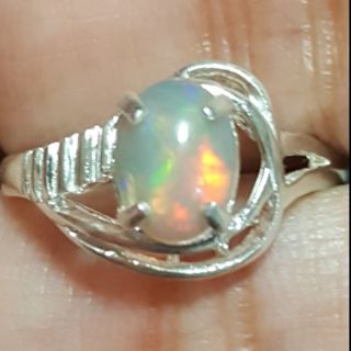 แหวนโอปอลแท้ เรือนเงินแท้925 (Natural Unheated Opal Ring)