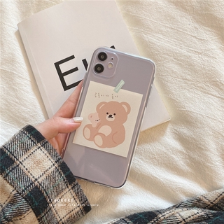 Dinuo เคสโทรศัพท์มือถือซิลิโคน สีใส พิมพ์ลายการ์ตูนหมี สำหรับ for iphone 13 pro max xs max xr 12 mini 7 plus 12 pro max 11 Pro Max X Xr Xs Max 7 8 Plus Se 2020