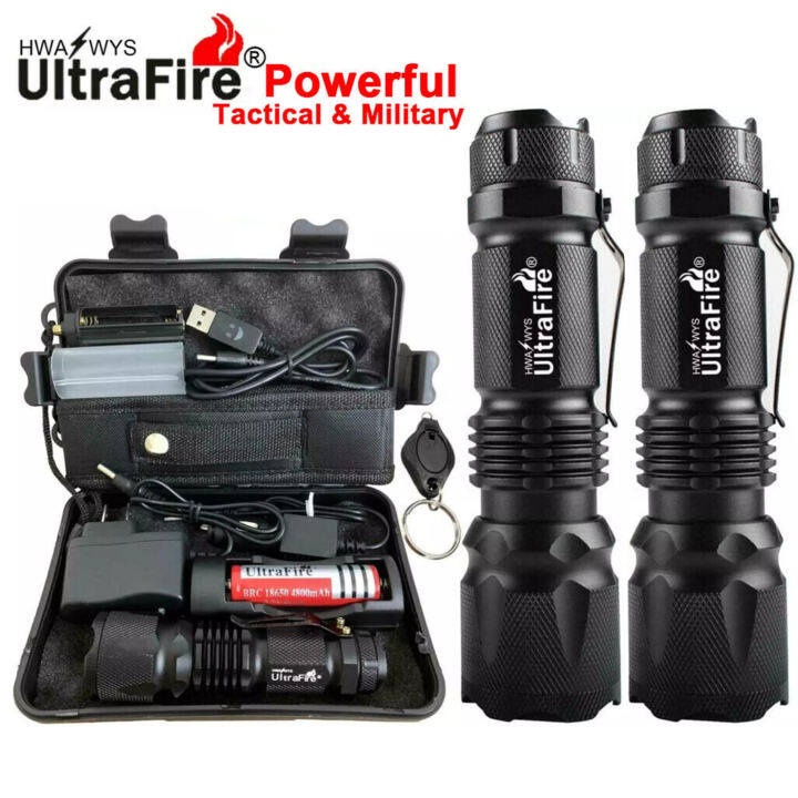 【รับประกัน 10 ปี ศูนย์ไทย】ไฟฉายแรงสูงไฟฉายชาร์จได้UltraFireที่มีประสิทธิภาพ90000LM  แสงยิงไกลถึง10000เมตร ไฟฉายสว่างมากๆ