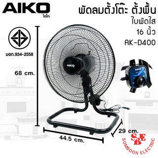 พัดลมอุตสาหกรรม ใบพัดพลาสติกใส 16นิ้ว AIKO รุ่น AK-D400