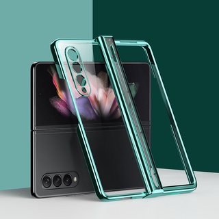 Zfold3 เคสโทรศัพท์มือถือแบบแข็ง ชุบใส ขนาดพกพา สําหรับ Samsung Galaxy Z Fold 3