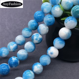 อาร์เมเนีย Blue White Chrysoprase แจสเปอร์ลูกปัด 6-12 มิลลิเมตรหินธรรมชาติสำหรับผู้หญิง DIY