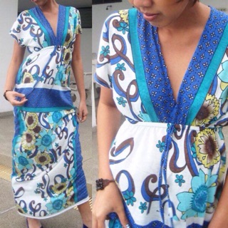 Maxi dress คอวี หน้า/หลัง