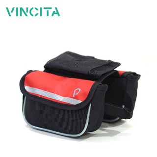 Vincita กระเป๋าเบนโตะคู่ กระเป๋าวางบนเฟรม ผ้าทาโปลีน วินสิตา B029T- TOP TUBE BAG DUO TARPAULIN