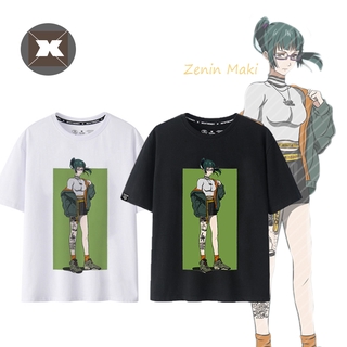 JUJUTSU KAISEN Zenin Maki T-shirt Cosplay Short Sleeve Tops Unisex Loose Tee Anime Couple Shirt Plus Size Ins Fashion:Bl