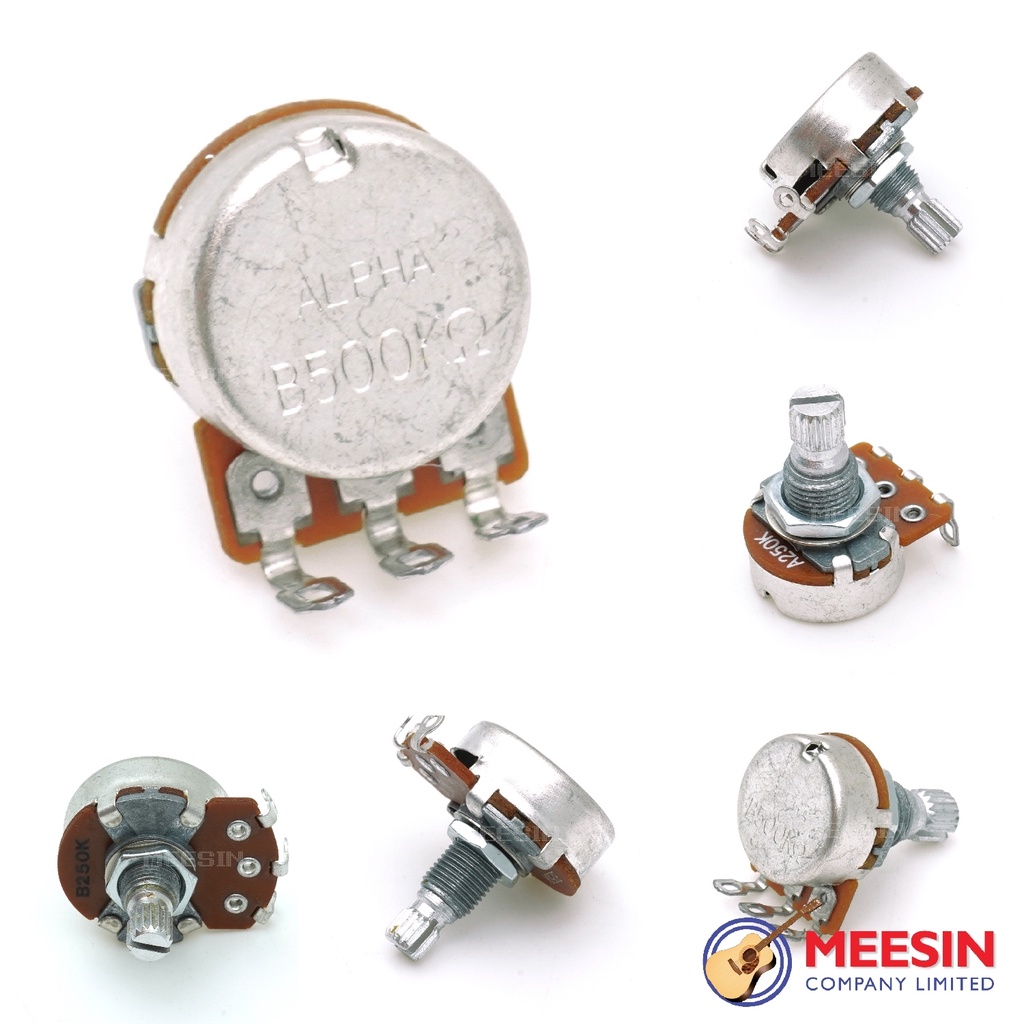 พอตวอลลุ่มและโทน  ยี่ห้อ ALPHA  ใช้ได้ทั้งกีตาร์ไฟฟ้าและเบส A-250K/B-250K/A-500/B-500 มีทั้งแบบเล็กแ