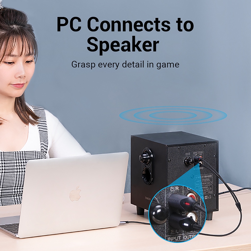 [โค้ดคุ้ม][สต็อก]Vention Type C To 2 RCA Hi - Fi USB-C To สายสัญญาณเสียงสําหรับ iPone16 ลําโพง เครื่องขยายเสียงr BGU