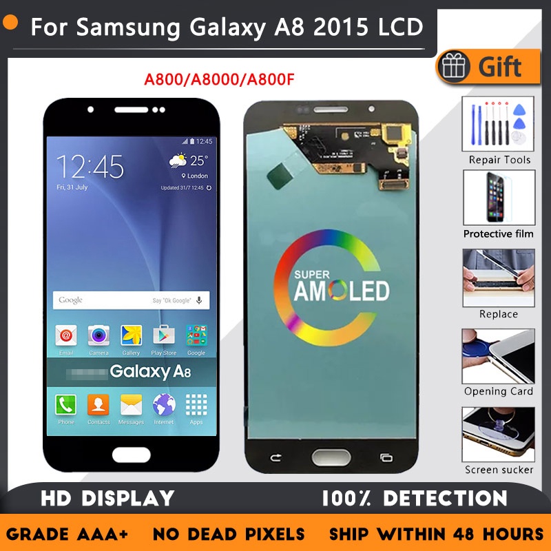 5.7 นิ้ว Super AMOLED สําหรับ Samsung Galaxy A8 2015 จอแสดงผล LCD SM-A8000 SM-A800F Touch Screen Dig