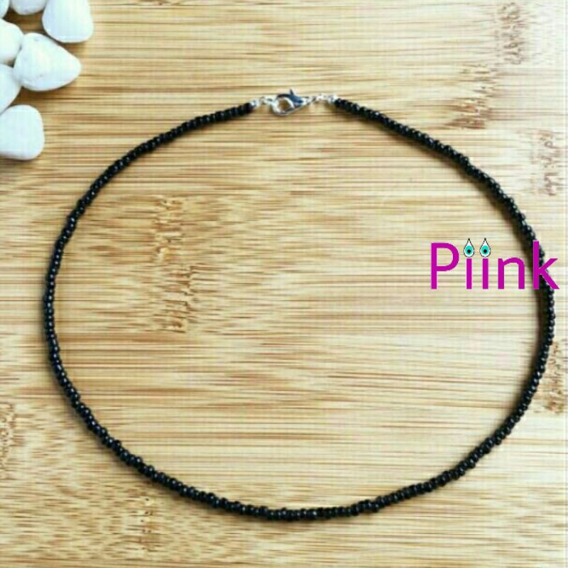 สร้อยคอลูกปัดสีดำ แบบโชคเกอร์ สร้อยนิมอล เครื่องประดับแฟชั่นผู้หญิง by Piinkstore
