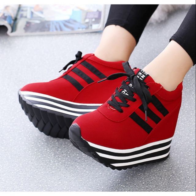 shopfashin A506 มาใหม่ รองเท้า​ผ้าใบผู้หญิง ​แฟชั่น ผ้านิ่ม งานเบา ใส่สบาย เสริม​ส้น​ถึง​8เซน มี3สี พร้อมส่ง​น๊าค่ะ​🤗