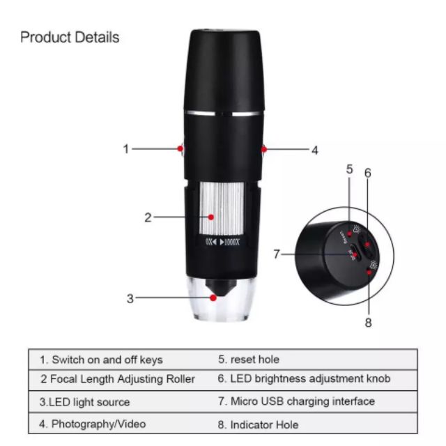 Microscope Digital WIFI 1000X C03-1920×1440 กล้องจุลทรรศน์ไมโครสโคปแว่นขยายสูงสำหรับมือถือ Android IOS iPhone iPad ราคา ถูกที่สุด ดีลบีเคเค แกลเลอรีภาพที่ 4