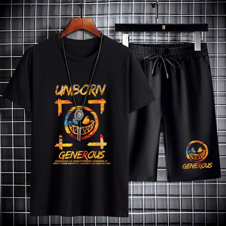 BD293+DKC293Bชุดเซ็ทเสื้อยืดแขนสั่ง+กางเกงขาสั้นได้ทั้งชายและหญิงมี7สีหลายไซส์ให้เลือก（S-3XL)