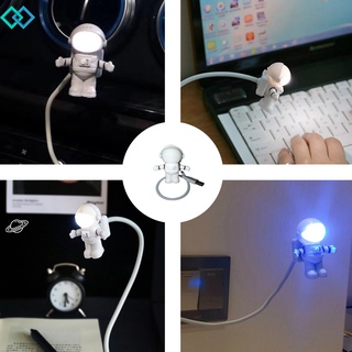 Qt โคมไฟตั้งโต๊ะอ่านหนังสือ LED รูปนักบินอวกาศ พลังงาน USB แบบพกพา สําหรับแล็ปท็อป