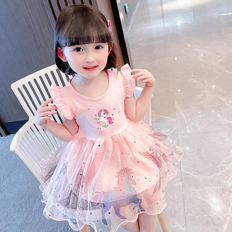 PRINCESS KESLI ชุดเด็กสาวน้อย ชุดเดรสแขนสั้นเด็กผู้หญิง Aisha 1-7 ปี
