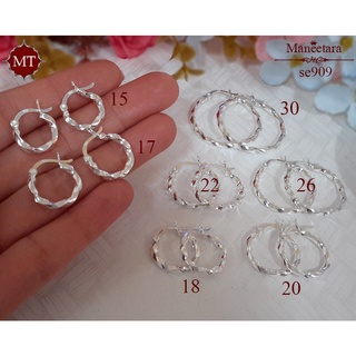 MT ต่างหูเงินแท้ ห่วง แบบเกลียว มีตัวล๊อค Solid 925 Sterling Silver Earrings (se909) MT Jewelry มณีธารา