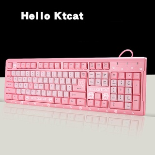 Pink  KTCAT Keyboard USB Wired Cute Girls Ultra-thin Computer USB Keyboard For Desktop Girls