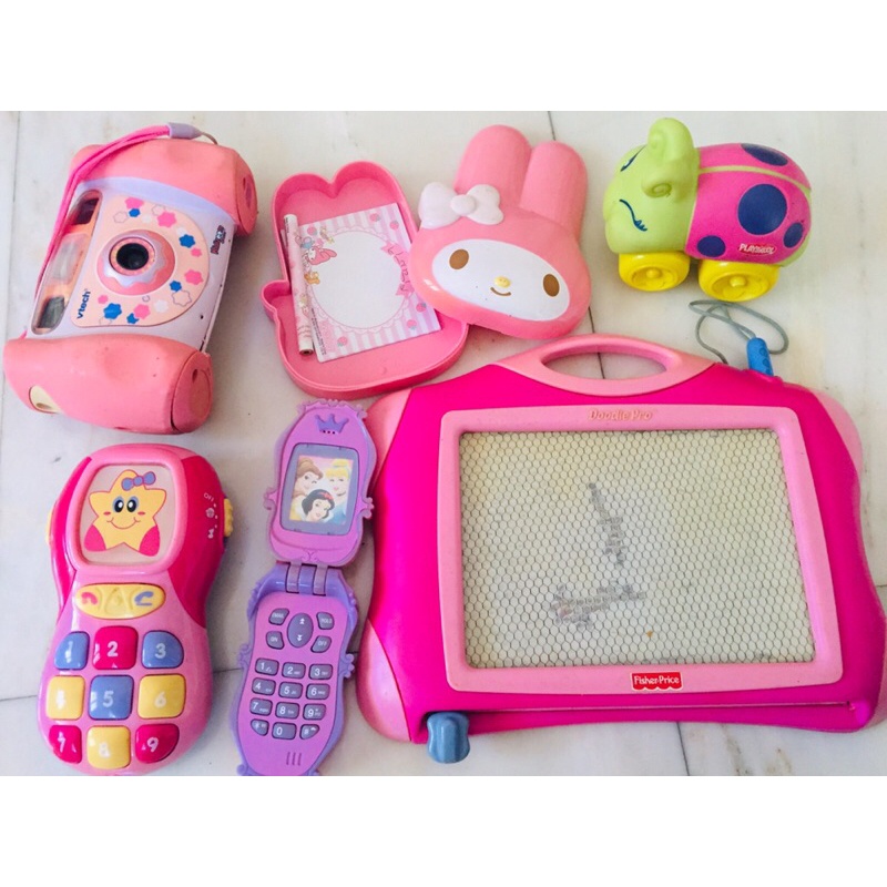 ขายเหมาๆ♥️รวมของเล่น🌺สุดคิ้วทาสีชมพูหวาน 6 ชิ้น มือสอง🎉มีFP กระดานเขียนลบได้🎊 Playskoolรถเข็นมือ กล่