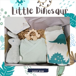เซ็ต Little Dinosaur บอดี้สูท ฟรีปักชื่อ+ห่อของขวัญ เซ็ตเยี่ยมคลอด