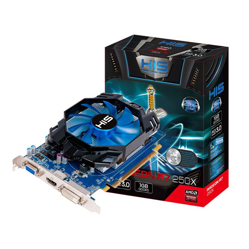 การ์ดจอ Ghraphics Card His  icooler R7250x 1GB GDDR5 PCI-E DLDVI-D/HDMI/VGA