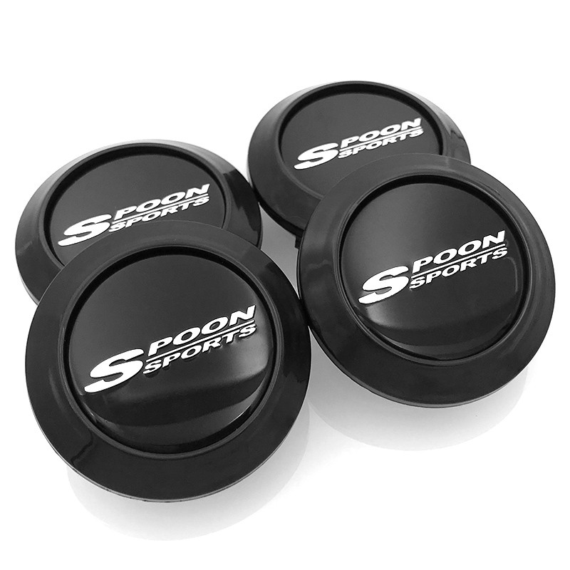 CarDIY (4 ชิ้น) 64 มิลลิเมตร SPOON SPORTS ล้อกลางหมวกรถขอบ Hub Caps สําหรับ Proton Wira Perodua Suzuki Mazda Honda City Toyota Vios