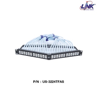 Link US-3224TFAS CAT 6A ANGLE PATCH PANEL 24 PORT, Auto Shutter