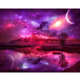 DIY handmade purple romantic starry sky diamond painting/cross stitch/family living room/wall sticker wall painting