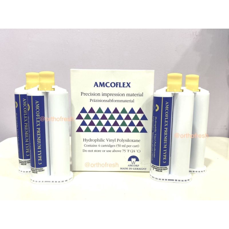 วัสดุพิมพ์ปาก พิมพ์ฟัน ซิลิโคน พิมพ์ฟัน Amcoflex light body Automix 1 กล่อง 4 เซท พร้อมplastic syrin