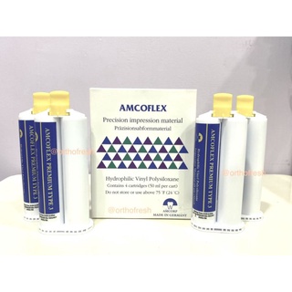 วัสดุพิมพ์ปาก พิมพ์ฟัน ซิลิโคน พิมพ์ฟัน Amcoflex light body Automix 1 กล่อง 4 เซท พร้อมplastic syringe mix และ tip