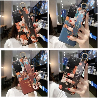 สไตล์จีน ย้อนยุค  สายรัดข้อมือ ดอกไม้สวย เคส Samsung Galaxy Note20 Ultra Note10 Plus Note 10 Lite Note9 Note8 A73 A53 A33 A13 A52 A52S Case TPU ป้องกันการหล่น นุ่ม ซัมซุง เคส