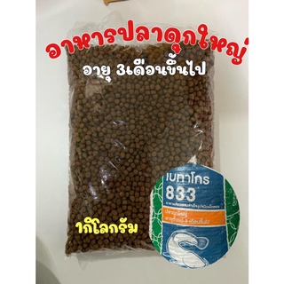 อาหารปลาดุกใหญ่ เบทาโกร833  สำหรับปลาดุกอายุ 3เดือนขึ้นไป บรรจุ 1กิโลกรัม