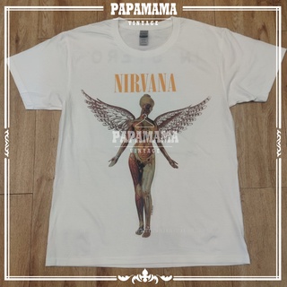 [ NIRVANA ] IN UTERO นางฟ้า DTG (DIRECT TO GARMENT)(GILDAN) เสื้อสกรีนดิจิตอล สีคมชัด เสื้อแท้ กิลเด้น PAPAMAMA VINTAGE