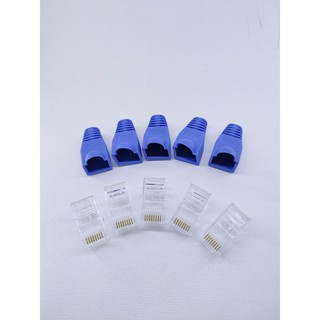 หัวสายแลน rj45 cat5e  ปลอกหุ้มหัวแลน จำนวน 5ชิ้น