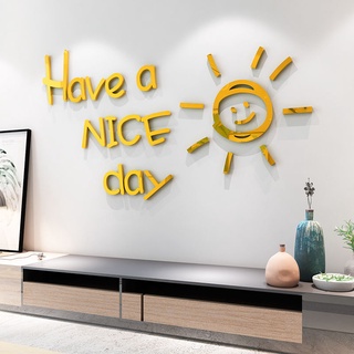 สติ๊กเกอร์อะคริลิค 3D ลายการ์ตูน "Have A Nice Day" สําหรับติดตกแต่งผนังห้องนอนห้องนั่งเล่น