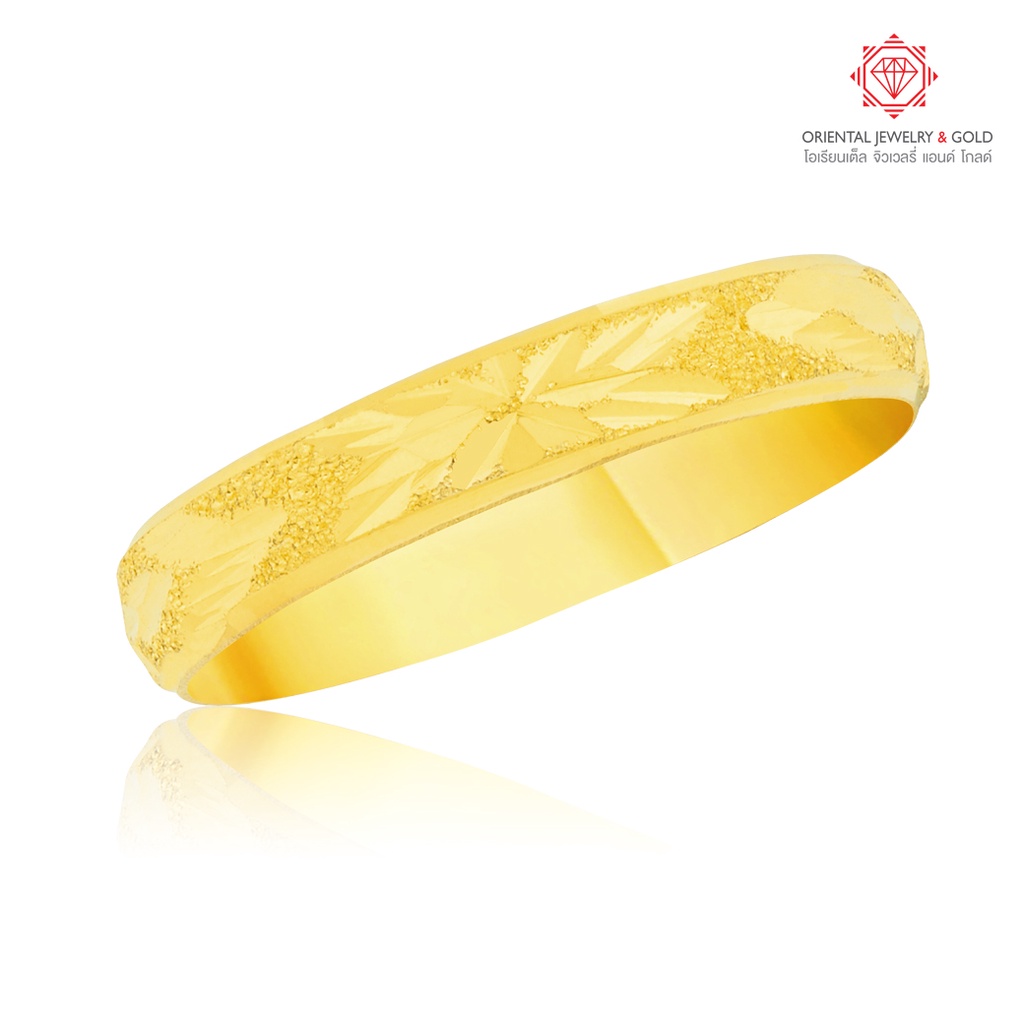 [ผ่อน 0%] OJ GOLD แหวนทองแท้ นน. 0.6 กรัม 96.5% ปอกมีดตัดลาย ขายได้ จำนำได้ มีใบรับประกัน แหวนทอง แหวน