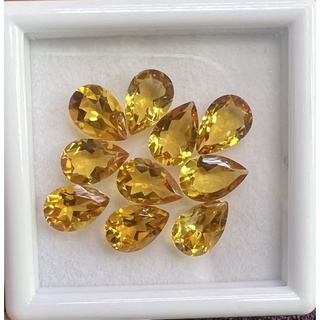 พลอยซิทริน เเท้ รูปหยดนํ้า. Natural Citrine Pear Shape 6X9 มิล . ราคาเป็นเม็ด. Price per piece.สีสวย พลอยสด