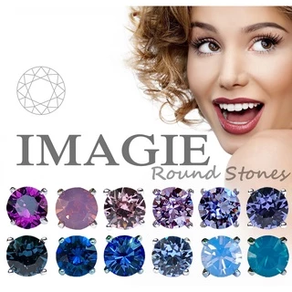 IMAGIE ต่างหูคริสตัล กลม 3-4-6-7mm โทนม่วง-น้ำเงิน