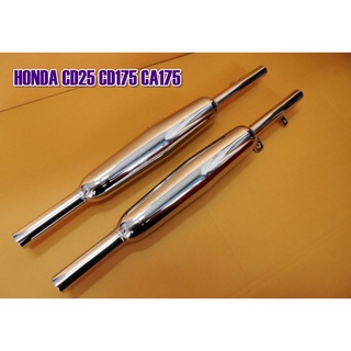 HONDA CD125 CD175 CA175 EXHAUST MUFFLER PIPE "CHROME" 1 PAIR // GOOD QUALITY // ท่อไอเสีย ท่อคู่ เหล็กชุบโครเมี่ยม