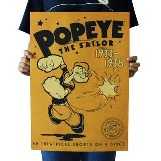 โปสเตอร์กระดาษคราฟท์ ลาย Popeye the sailor สไตล์เรโทร สําหรับตกแต่งผนังบ้าน บาร์ คาเฟ่