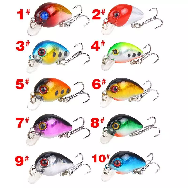 อุปกรณ์ตกปลา ตกปลา เหยื่อปลา เหยื่อปลอม ตะขอ เหยื่อปลานิล Mini Minnow Lure ตกปลาช่อน ปลอมตกปลา CrankSet Plastic Bait รอกตีปลอม CrankBait 1PCS 3cm/1.6g เหยือตกปลา